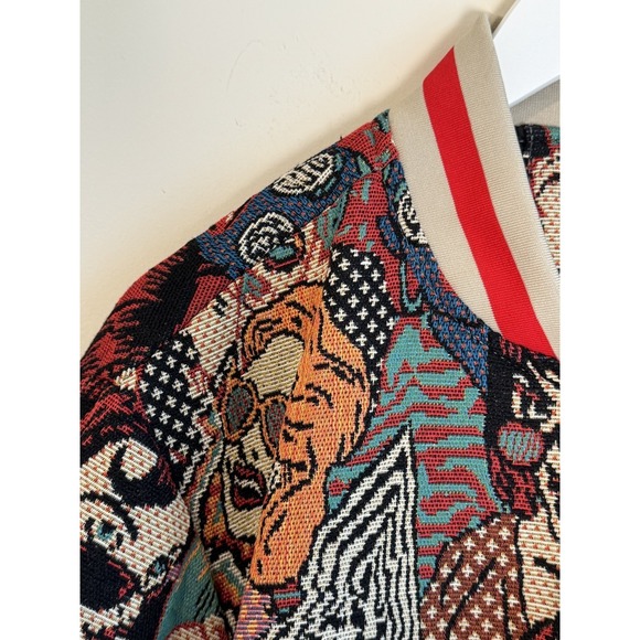 V.I.P. Collection Men's Multi Faces Jacquard Varsity Bomber Jacket Size XL NWT - Picture 12 of 14